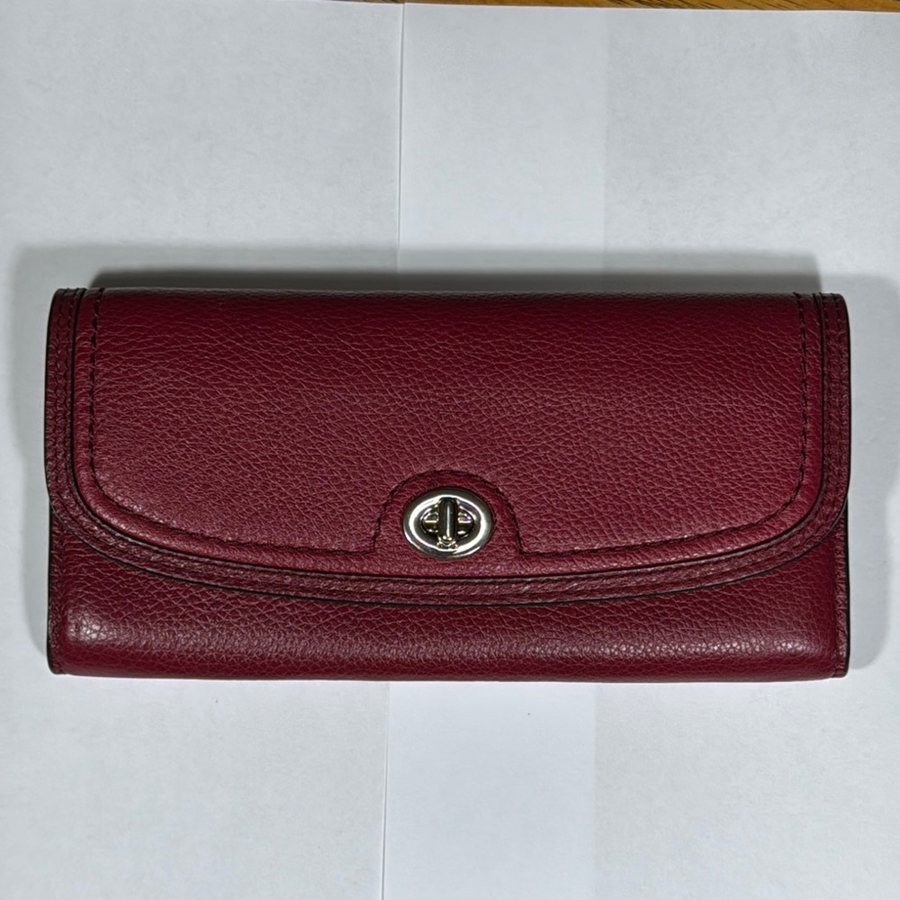 COACH PARK LEATHER TURNLOCK SLIM ENVELOPE WALLET